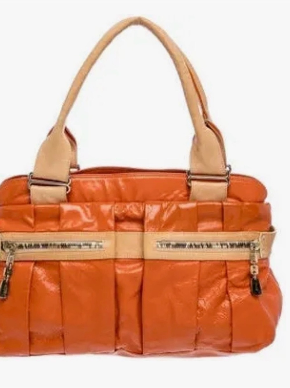 See By Chloé Orange Quilted Shoulder Bag with Beige Trim